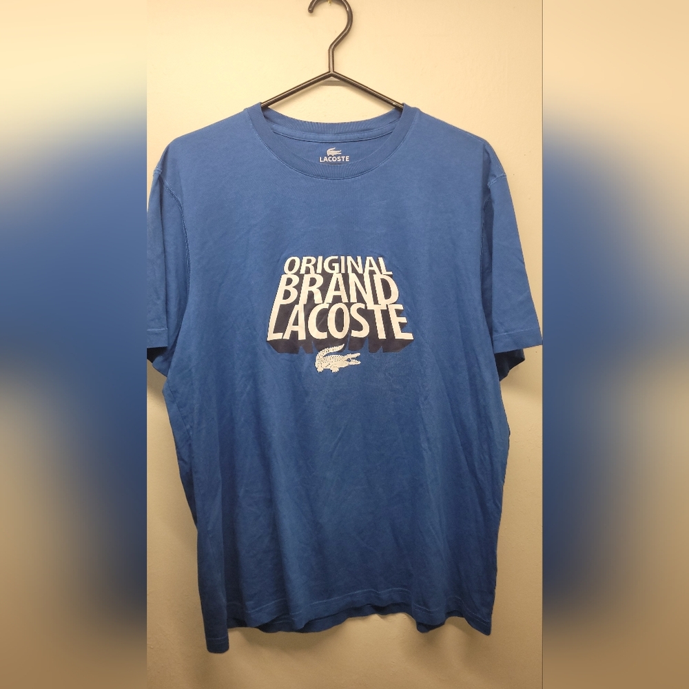 Mens size 7 lacoste t shirt blue cotton graphic logo
